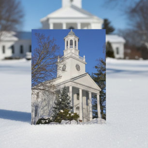 Postal Iglesia Blanca Cubierta de Nieve Invierno Nueva In