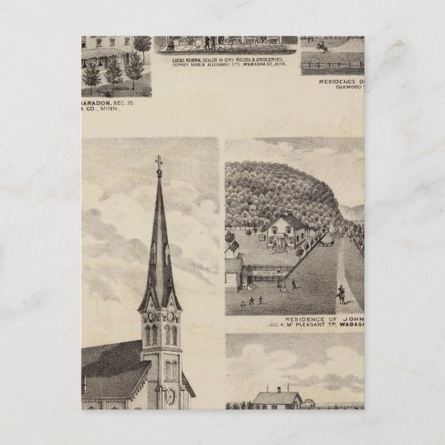 Postal Iglesia Católica Romana, Residencias, Minnesota (Anverso)