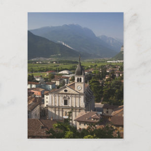 Postal Iglesia colegial en la mañana, Arco, Trento