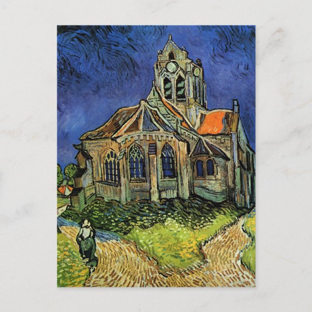 Postal Iglesia de Auvers por Vincent van Gogh (Anverso)