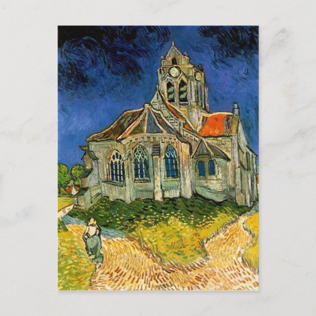 Postal Iglesia de Auvers, por Vincent Van Gogh (Anverso)