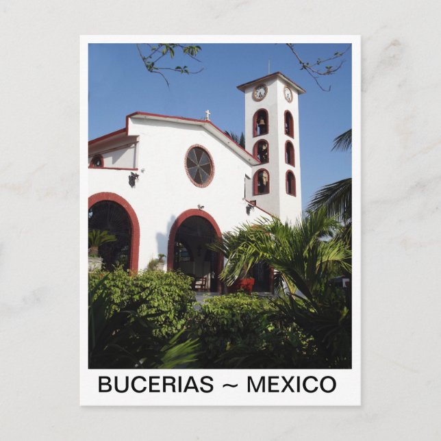 Postal Iglesia de Bucerías Centro de México (Anverso)