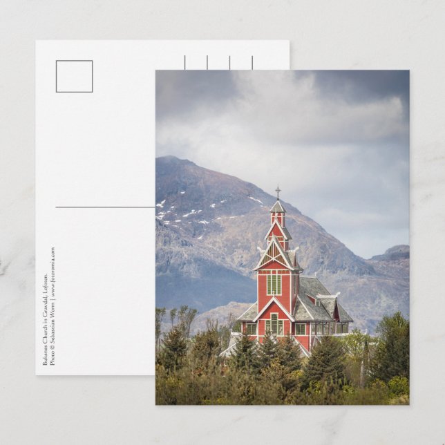 Postal Iglesia de Buksnes Lofoten Noruega (Anverso / Reverso)