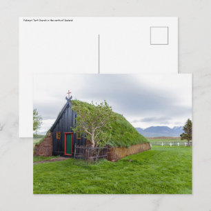 Postal Iglesia de Césped Vidimyri en el norte de Islandia