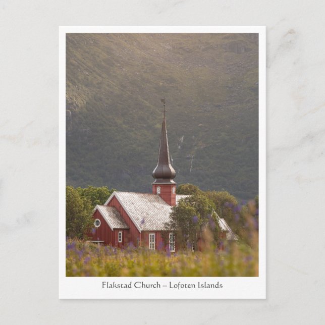 Postal Iglesia de Flakstad Lofoten (Anverso)