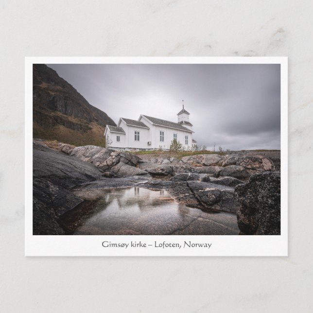 Postal Iglesia de Gimsoy Lofoten Noruega (Anverso)