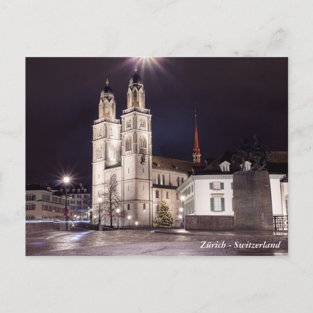 Postal Iglesia de Grossmunster en Zurich (Anverso)