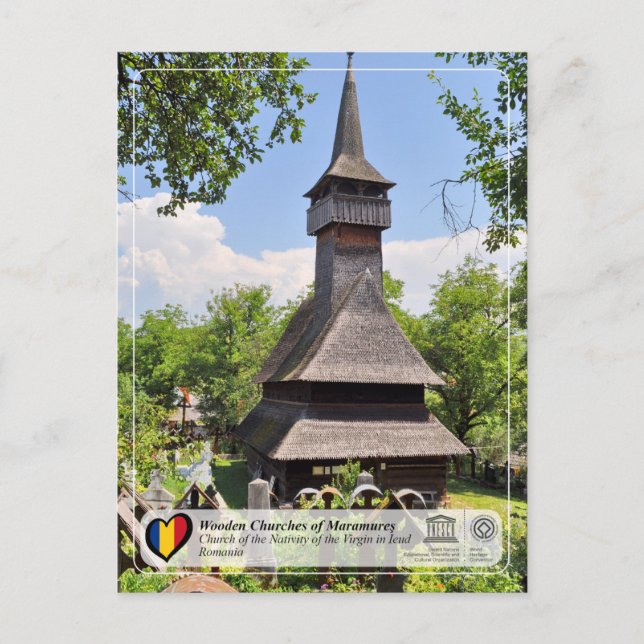 Postal Iglesia de la Natividad de la Virgen, Ieud (Anverso)