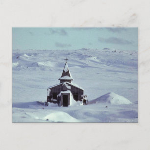 Postal Iglesia de la Segunda Guerra Mundial en invierno e