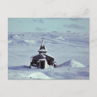 Postal Iglesia de la Segunda Guerra Mundial en invierno e
