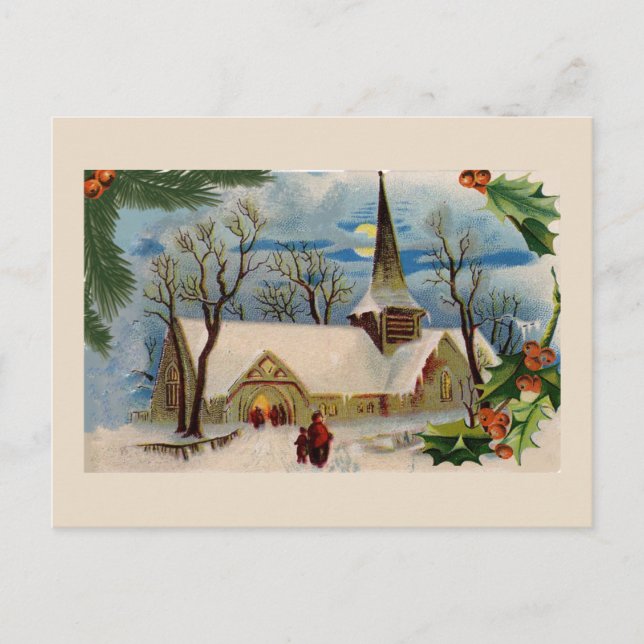 Postal Iglesia de la Vintage en invierno (Anverso)