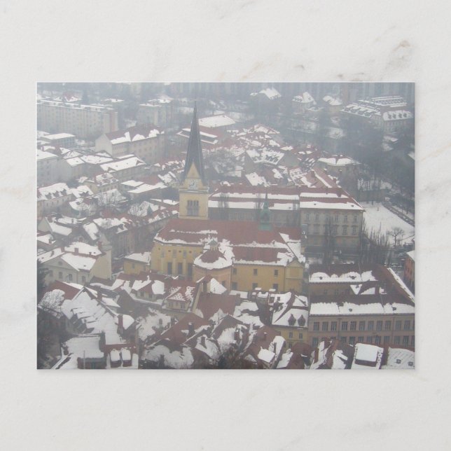 Postal iglesia de ljubljana en invierno (Anverso)