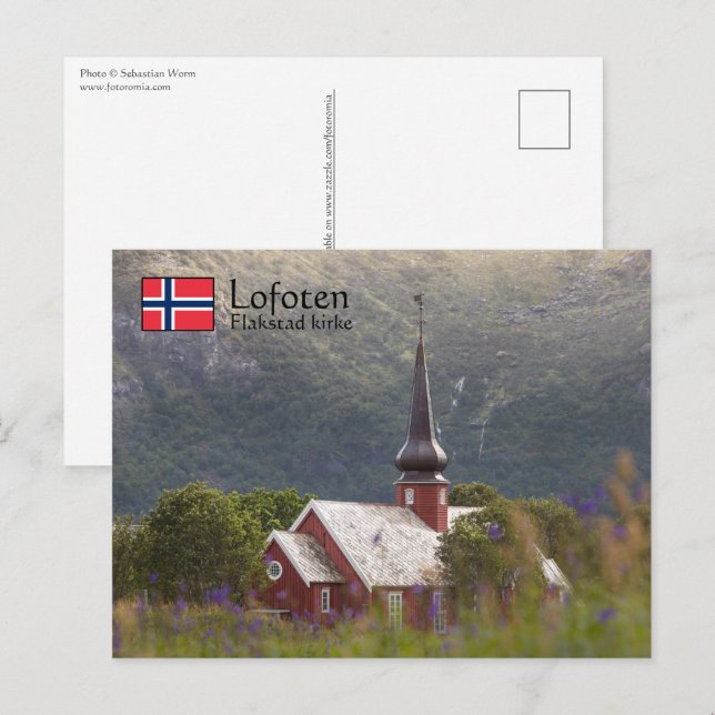 Postal Iglesia de Lofoten Flakstad (Anverso / Reverso)