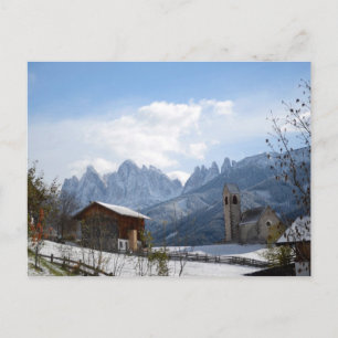 Postal Iglesia de los Dolomitas en invierno
