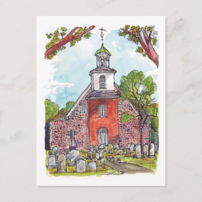 Postal Iglesia de los viejos suecos, Wilmington, Delaware (Anverso)