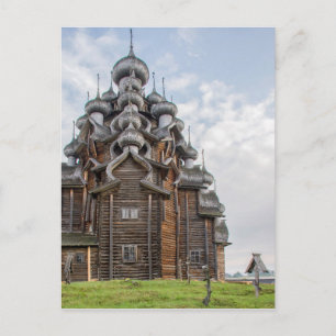 Postal Iglesia de madera ornamentada, Rusia