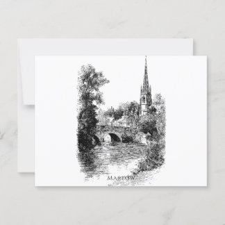 Postal Iglesia de Marlow y esbozo de puente