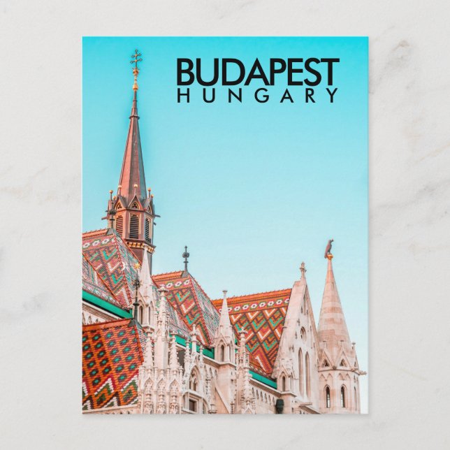 Postal Iglesia de Matías, Budapest, Hungría (Anverso)