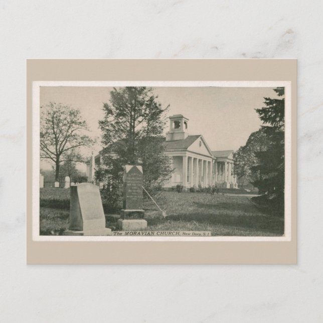 Postal Iglesia de Nueva Dorp Moravian, Staten Island NY (Anverso)