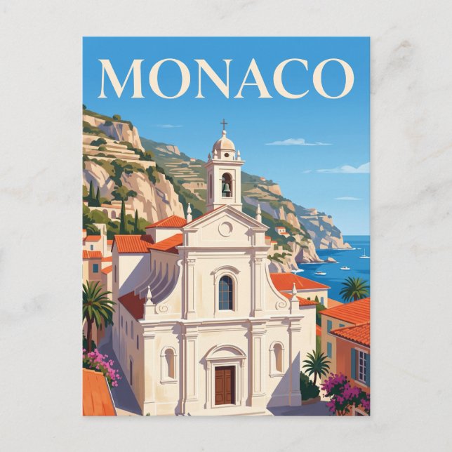 Postal Iglesia de Sainte-Dévote Mónaco (Anverso)