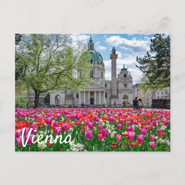 Postal Iglesia de San Carlos en primavera en Viena, Austr (Anverso)