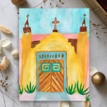 Postal Iglesia de San José de Gracia Acuarela Nuevo Méxic<br><div class="desc">Pintura acuarela inspirada en una visita a Nuevo México. La mano pintada por mí para ti. Añade o edita tu propio texto si quieres personalizar. ¡Asegúrate de salir de mi tienda por cosas más divertidas!</div>