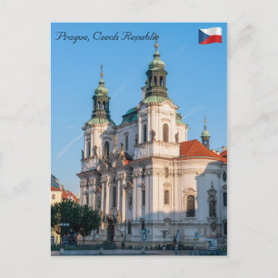 Postal Iglesia de San Nicolás en la ciudad vieja de Praga