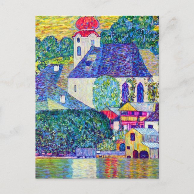Postal Iglesia de San Wolfgang en Unterach, en el lago At (Anverso)