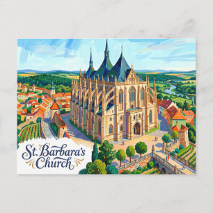 Postal Iglesia de Santa Bárbara República Checa