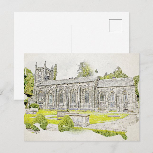 Postal Iglesia de Santa María, Luddenden (Anverso / Reverso)