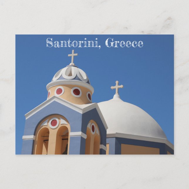 Postal Iglesia de Santorini en Grecia (Anverso)