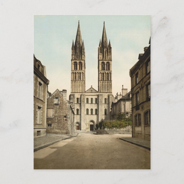 Postal Iglesia de St Etienne, Caen, Francia (Anverso)