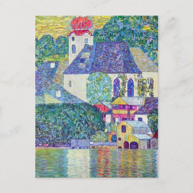 Postal Iglesia de St. Wolfgang, por Gustav Klimt, arte vi (Anverso)