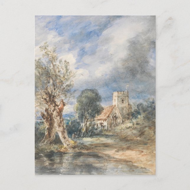 Postal Iglesia de Stoke Poges (1834) John Constable (Anverso)