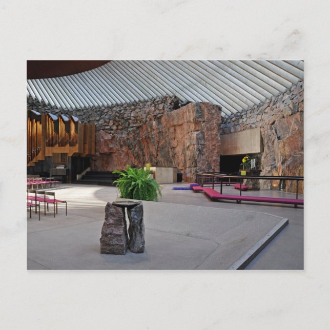 Postal Iglesia de Temppeliaukio, Finlandia (Anverso)
