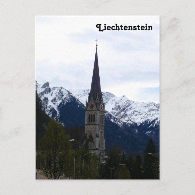 Postal Iglesia de Vaduz, Liechtenstein (Anverso)
