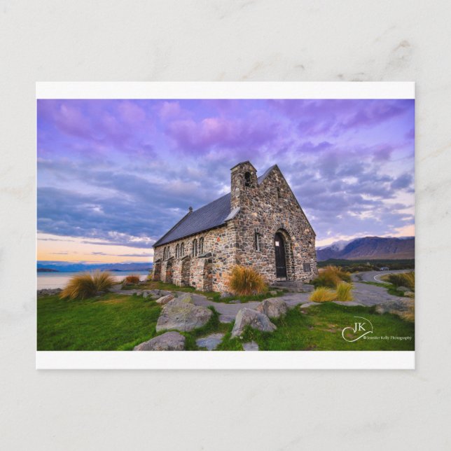 Postal Iglesia del Buen Pastor del Lago Tekapo NZ: Postca (Anverso)