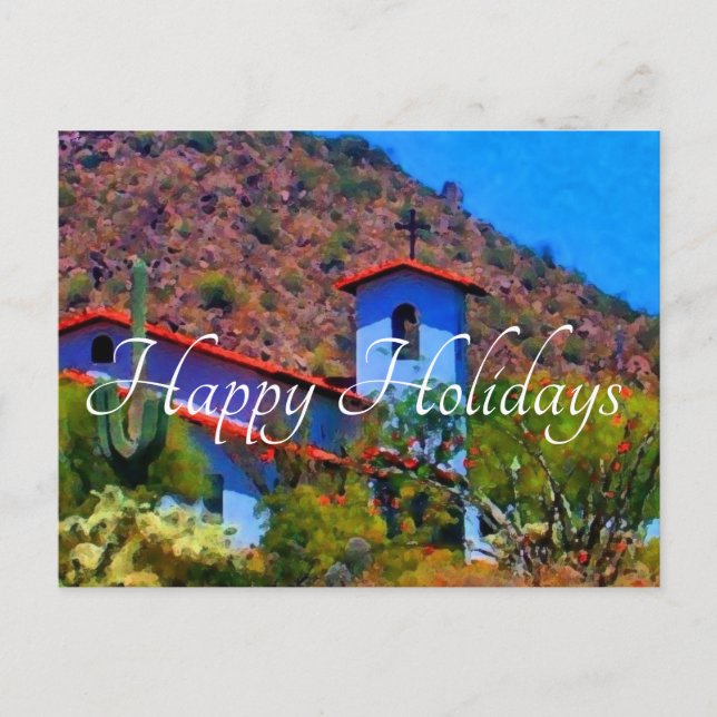 Postal Iglesia del desierto, Felices Fiestas (Anverso)