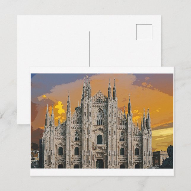 Postal Iglesia del Duomo de Milán (Anverso / Reverso)