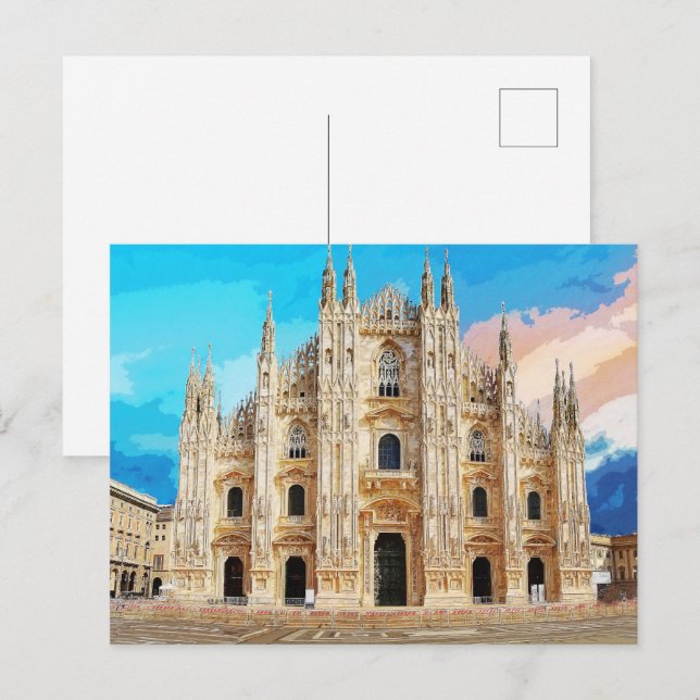 Postal Iglesia del Duomo de Milán Milán Italia #2 (Anverso / Reverso)