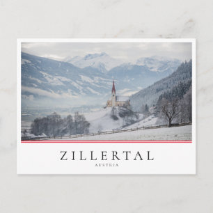 Postal Iglesia en invierno en Zillertal, Austria