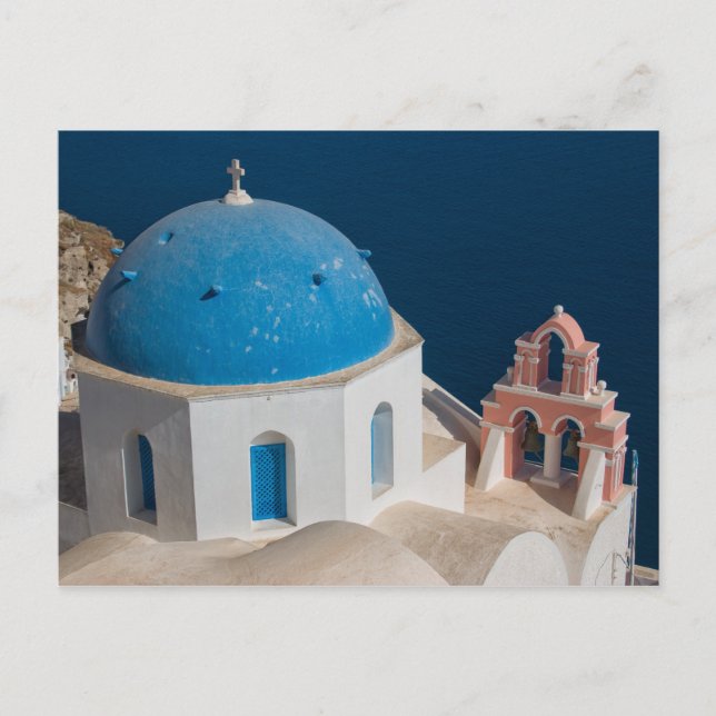 Postal Iglesia en la isla de Santorini, Grecia (Anverso)