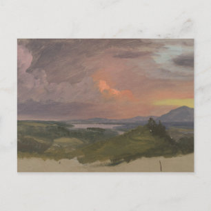 Postal Iglesia Frederic Edwin-Sunset en el Valle de Hudso