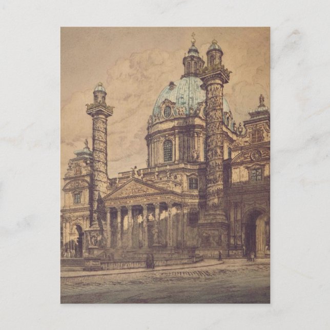 Postal Iglesia Karlskirche en Viena, Austria (Anverso)