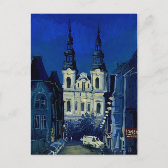 Postal Iglesia nocturna (Anverso)