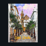 Postal Iglesia Nuestra Senora de la Palma. Cádiz, España<br><div class="desc">La calle Virgen de la Palma con la iglesia Nuestra Senora de la Palma. Cádiz,  Andalucía,  España Esbozar ilustracion de estilo de inclinación.</div>