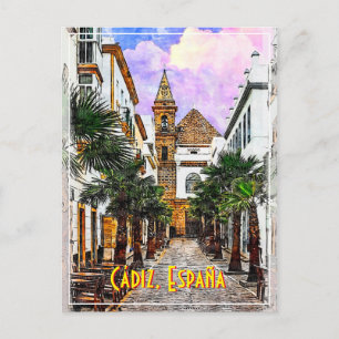 Postal Iglesia Nuestra Senora de la Palma. Cádiz, España