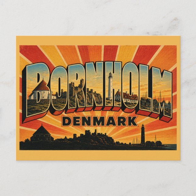Postal Iglesia redonda de Bornholm, Dinamarca (Anverso)