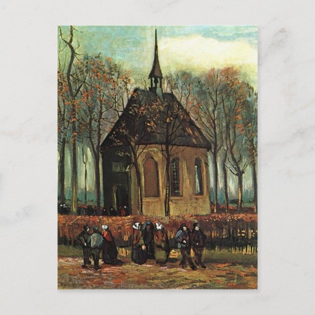 Postal Iglesia reformada en Nuenen, Bella Artes Van Gogh (Anverso)