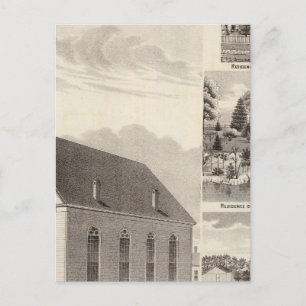 Postal Iglesia, residencias y molino florido